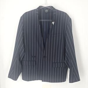 Mihara Yasuhiro Good Inspiration Navy Pinstripe Collarless Blazer Unisex L